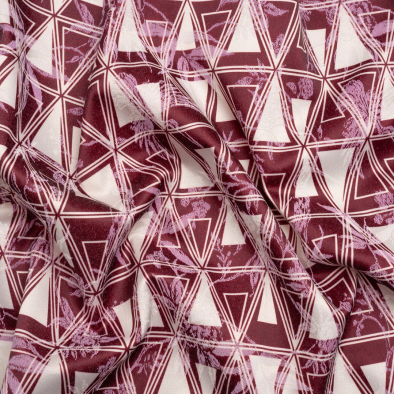 1 Yard Stretch Flowers and Cranes Jacquard Fabric Print Triangles